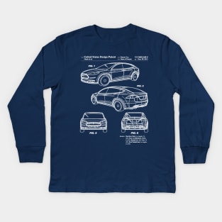 Tesla Model X Patent White Kids Long Sleeve T-Shirt